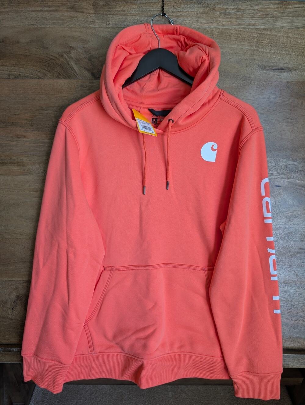 NWT Carhartt Hoodie Womens 1X Pink Relaxed Fit Midweight Sleeve Graphic TS0288-W